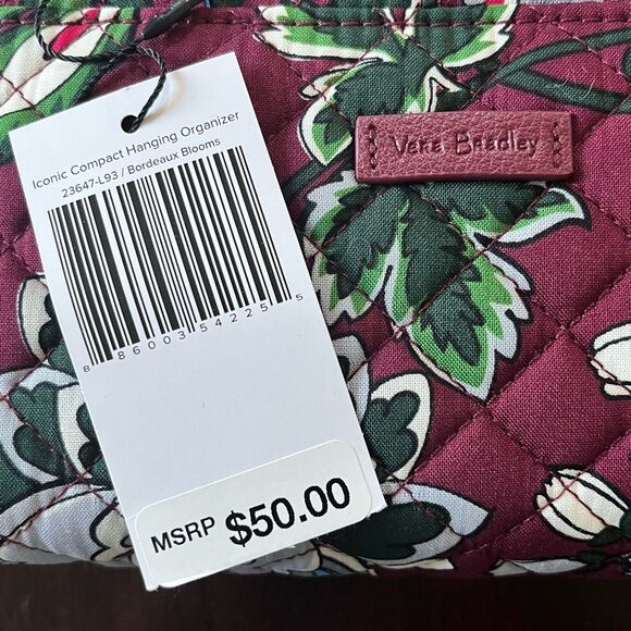 Vera Bradley Bordeaux Blooms Iconic Compact Hanging Organizer New with Tags - Picture 6 of 6